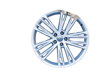 Fototapeta premium Car Alloy Flat and Broken Isolated legs white background cliping part