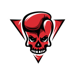 Skull boxing glove t-shirt design. Vector illustration.