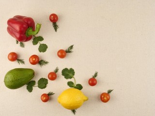 fresh vegetables on a wooden background