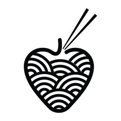 love and noodles icon logo design