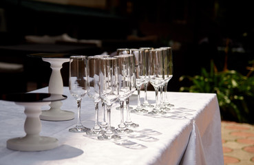 champagne glasses on the table