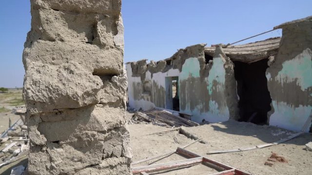 Abandone house in a desert. 4K Video footage