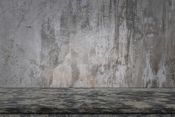 Perspective cement floor or concrete shelf table for interior display products and web page.