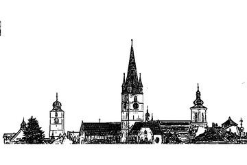 Sibiu, Transylvania, Romania, cityscape , three towers