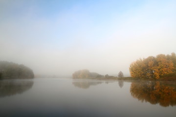 pond in the fog