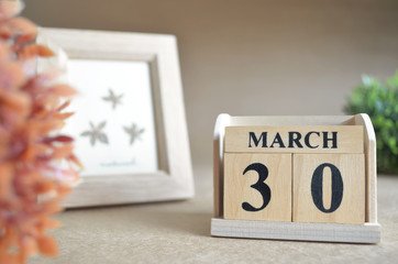 March 30, Date design in natural concept.