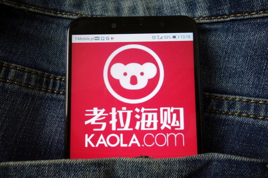 KONSKIE, POLAND - December 21, 2019: Kaola.com website logo on mobile phone
