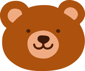 Flat colored brown bear head