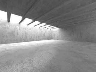 Dark concrete empty room. Modern architecture design
