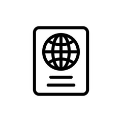 Passport icon vector. Thin line sign. Isolated contour symbol illustration