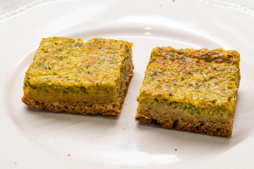 Homemade Quiche Slices with Wheat Flour and Zucchini Courgette / Vegetarian  Style Organic Food.