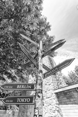 Fototapeta premium Road pole with City indications