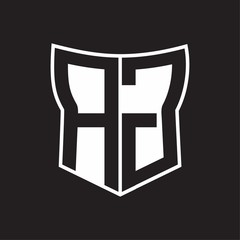 AG Logo monogram with negative space abstract shield shape design template on black background