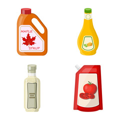 Vector illustration of can and food symbol. Collection of can and package stock symbol for web.