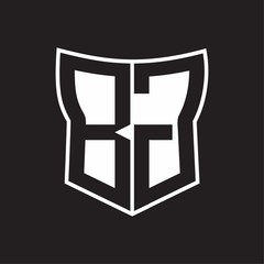 BG Logo monogram with negative space abstract shield shape design template on black background