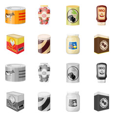 Isolated object of can and food logo. Collection of can and package stock symbol for web.