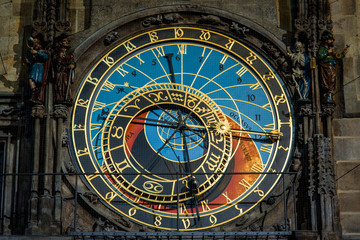Fototapeta na wymiar Historical Astronomical Clock in Prague at Night