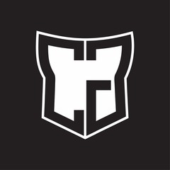 CG Logo monogram with negative space abstract shield shape design template on black background