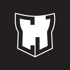 CJ Logo monogram with negative space abstract shield shape design template on black background