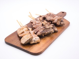 Yakitori plate on white background