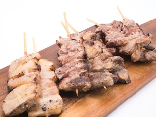 Yakitori plate on white background