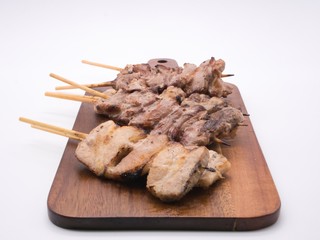 Yakitori plate on white background