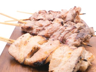 Yakitori plate on white background