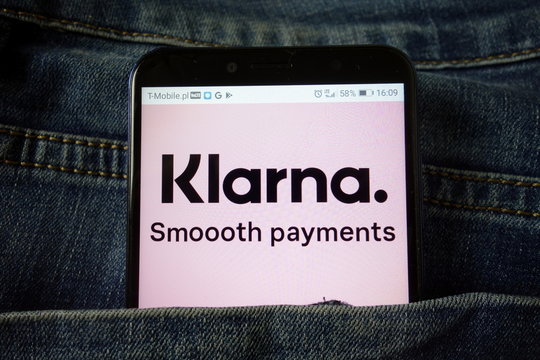 KONSKIE, POLAND - December 21, 2019: Klarna Bank AB logo on mobile phone