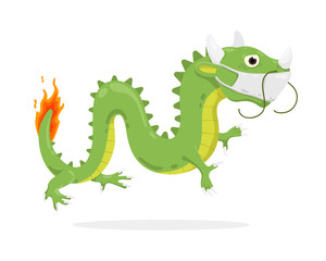Obraz premium vector illustration of a dragon in mask