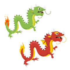 vector illustration of Chinese dragons