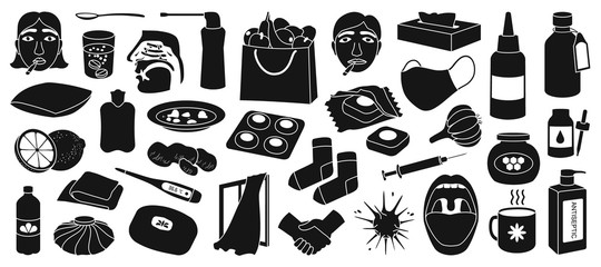 Disease of medicine vector black set icon. Vector illustration set medical. Isolated black icon disease of medicine on white background .
