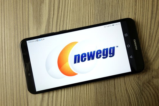 KONSKIE, POLAND - December 21, 2019: Newegg Inc logo on mobile phone