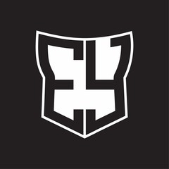 EY Logo monogram with negative space abstract shield shape design template on black background