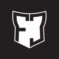 FC Logo monogram with negative space abstract shield shape design template on black background