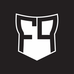 FP Logo monogram with negative space abstract shield shape design template on black background