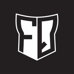 Obraz na płótnie Canvas FQ Logo monogram with negative space abstract shield shape design template on black background