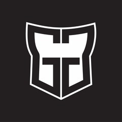 GG Logo monogram with negative space abstract shield shape design template on black background