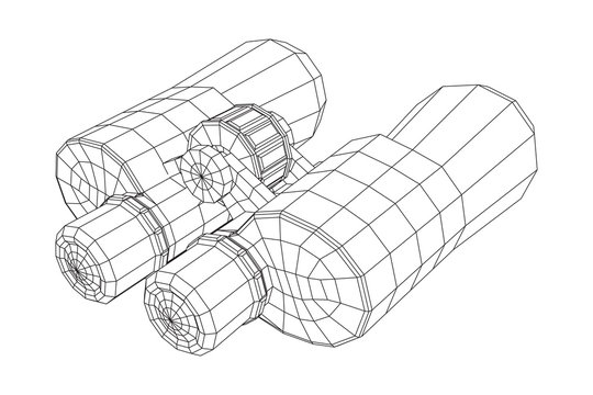 Abstract image of a binoculars. Searching or business vision concept. Wireframe low poly mesh vector illustration