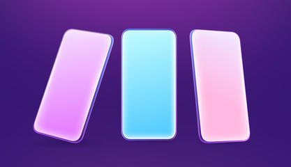 Comic style modern mobile phones template with color screens