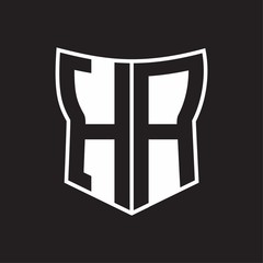 HA Logo monogram with negative space abstract shield shape design template on black background
