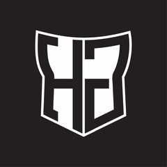 HG Logo monogram with negative space abstract shield shape design template on black background