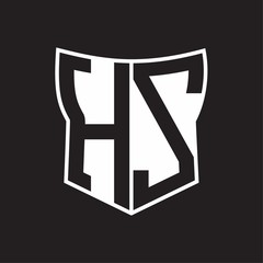 Obraz na płótnie Canvas HS Logo monogram with negative space abstract shield shape design template on black background