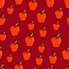 Red apple seamless vector background