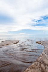 Golden light at beach in Borneo Bako national park Malaysia