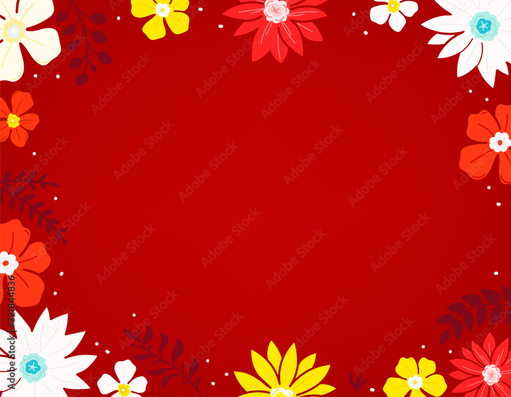 Poster Spring vector background with color flowers
