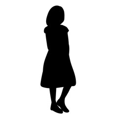 vector, isolated, black silhouette little girl