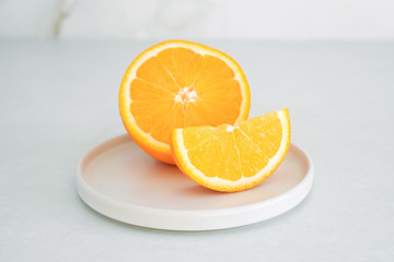 Orange slices on a plate 