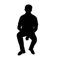  isolated, black silhouette man sitting