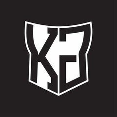 KG Logo monogram with negative space abstract shield shape design template on black background