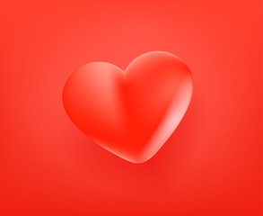 Red cute heart icon. 3d comic style editable vector illustration